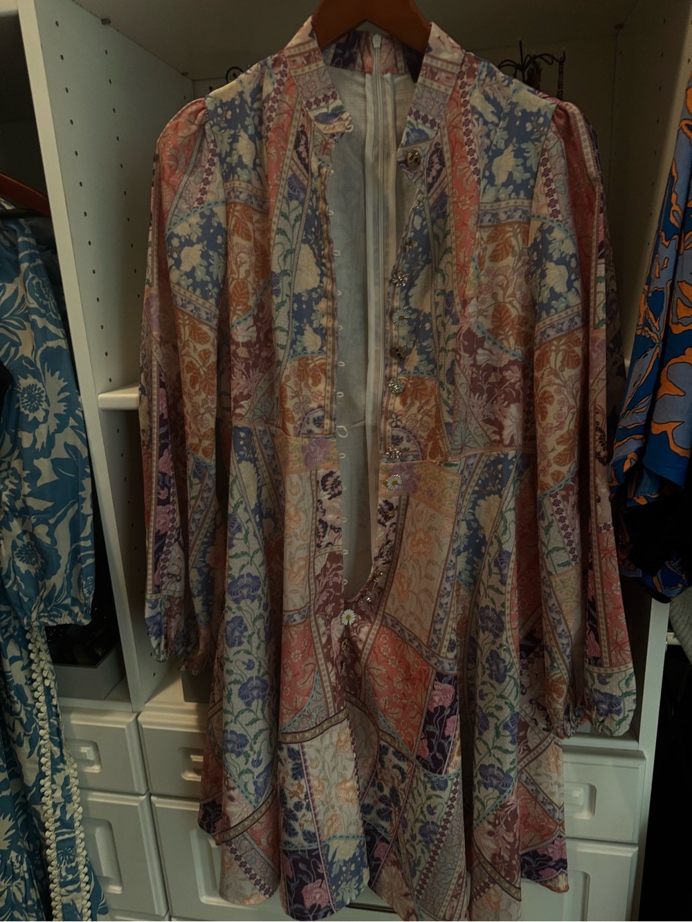 Bohemian Patchwork Floral Kimono Jacket in Soft Pastels